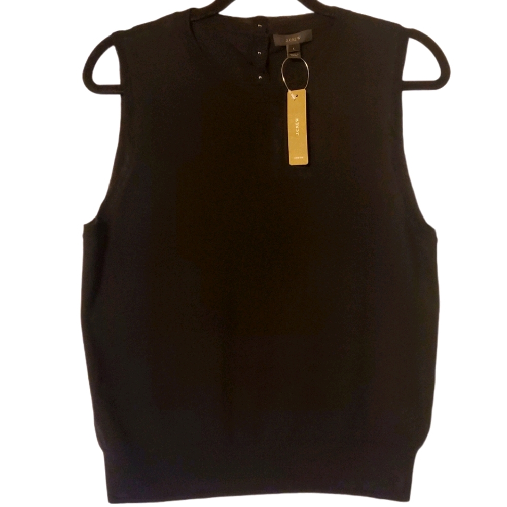 NWT J. Crew Sleeveless Button Merino Wool Sweater